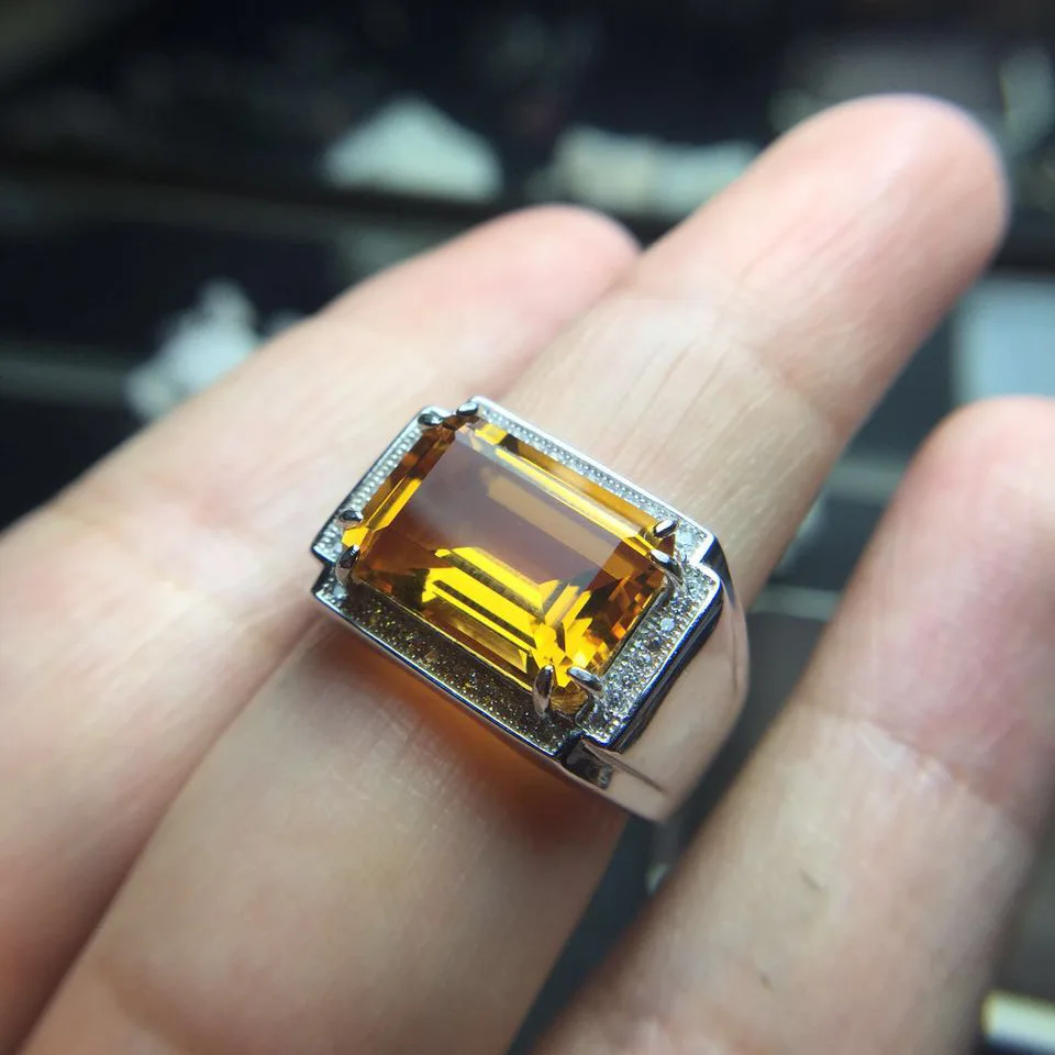 BOCAI new 2022 Best selling Natural citrine real S925 silver ring for man fashio&hellip;