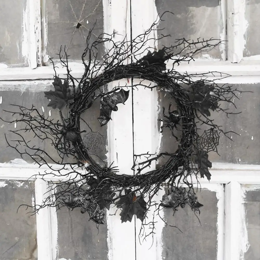 

Halloween Exquisite Spider Wreath Rustic Wide Application Plastic Black Halloween Porch Wreath Decor Home Supplies Accessories