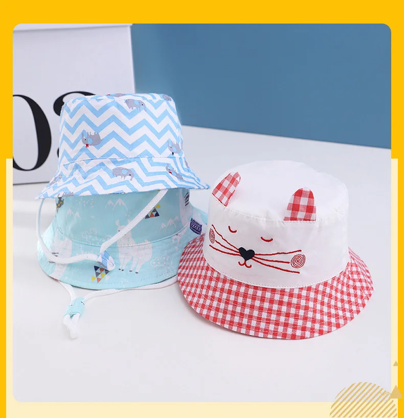 baby essential  Baby Cap Boys Girls Sun Panama Hat for Toddler Kids Children Cotton Cartoon Printed Outdoor Fashion Basin Bucket Fisherman Hats pacifier for baby