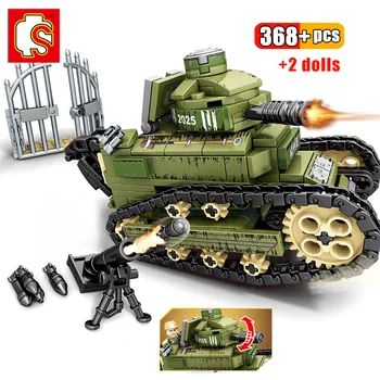 

SEMBO 368pcs Army FR WW2 Renault FT-17 Tank Military Building Blocks For Children Army Soldiers weapon Bricks Bricks Boy Toys