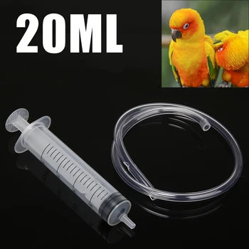 

Pet Baby Bird Parrot Hand Rearing Feeding Syringe Crop Tube Dosing Tube with 44cm 20ML Tube for Nutrient Measuring