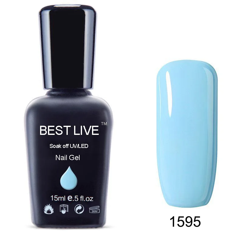 1595 BEST LIVE 15 мл 58 очаровательных цветов замачиваемый УФ-гель для ногтей УФ и светодиодный дизайн ногтей красота блестящий гель для ногтей долговечный - Цвет: 1595
