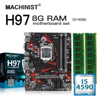 

H97 desktop LGA1150 motherboard set kit with Intel I5-4590 processor 8G(2*4G)ddr3 ram memory Micro-ATX pci-e3.0 NVME M.2 SSD