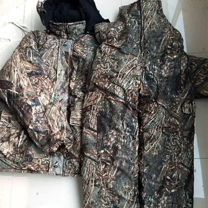 Pattern 6 Зимняя бионическая камуфляжная одежда для охоты, мужские топы с капюшоном, флисовые штаны, теплый хлопковый мягкий костюм для рыбалки, наблюдения за птицами - Цвет: Pattern 6