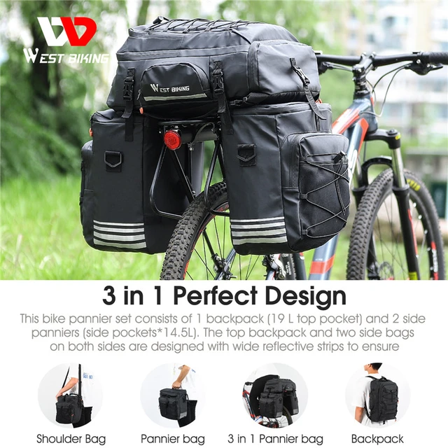 WILDKEN 20L Alforja Trasera para Bicicleta Portaequipajes 3 in1  Multifuncional Impermeable y Reflectante Bolsa de Asiento Trasero para  Ciclismo MTB Bicicleta Pannier - Swiss Cycles