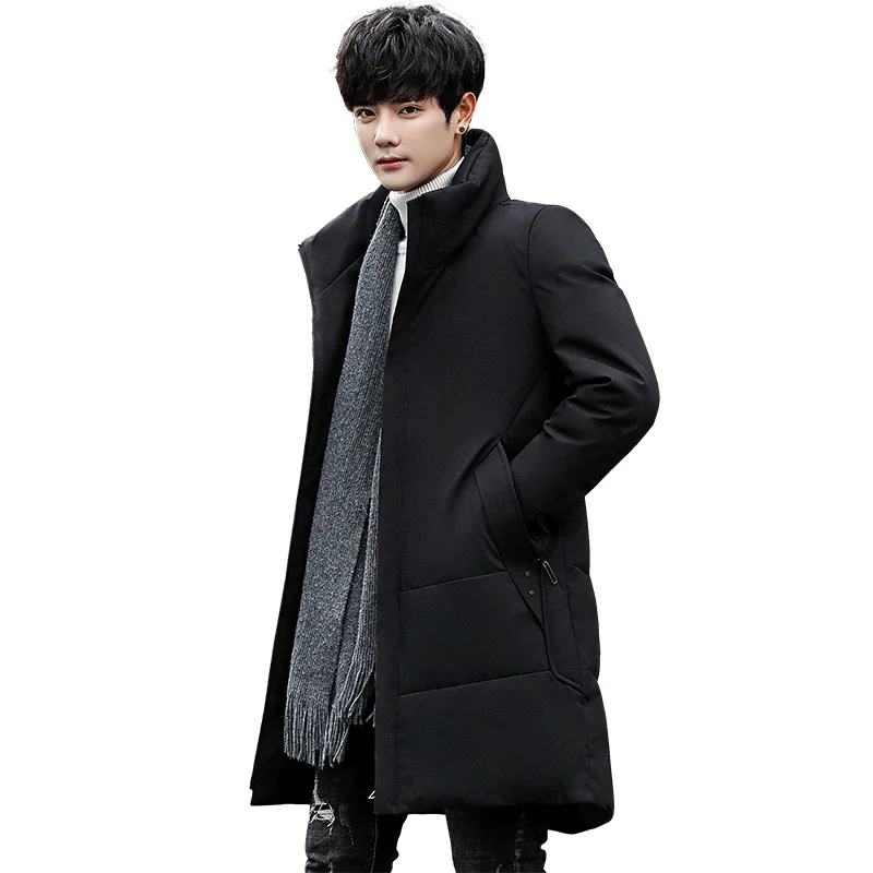 Black Down Jacket SingleRoad пуховик мужской зимний длинный Новая модная куртка на утином пуху Мужская ветровка от снега с капюшоном теплая верхняя одежда для мужчин - Цвет: Black Down Jacket