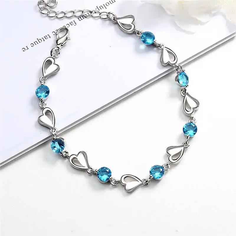 Crystal Chain Jewelry Graceful Bracelets Heart Simple Bangle Girls Women | Украшения и аксессуары