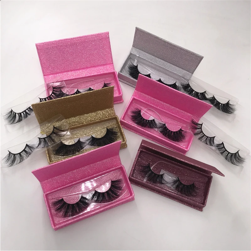 

6 Pairs/Lot 5D Mink Lashes Custom Diamond Shape Boxes 25mm Eyelashes