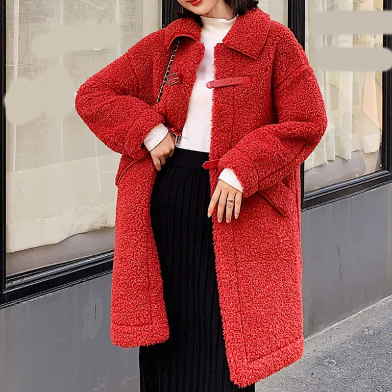 red coat women RealShe, Женская куртка, отложной воротник, длинный рукав, карманы, шерсть, пальто и куртки для женщин, Осень-зима, повседневное шерстяное пальто для женщин - Цвет: red coat women