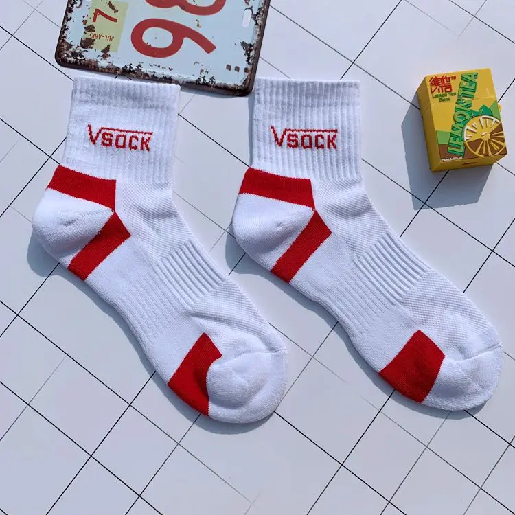 Vsock Red Носки для взрослых до середины икры с радикальным знаком Vsock, для физических упражнений, вязания, вязанные, простые, спортивные, командные, спортивные, Клубные, чистые - Цвет: Vsock Red