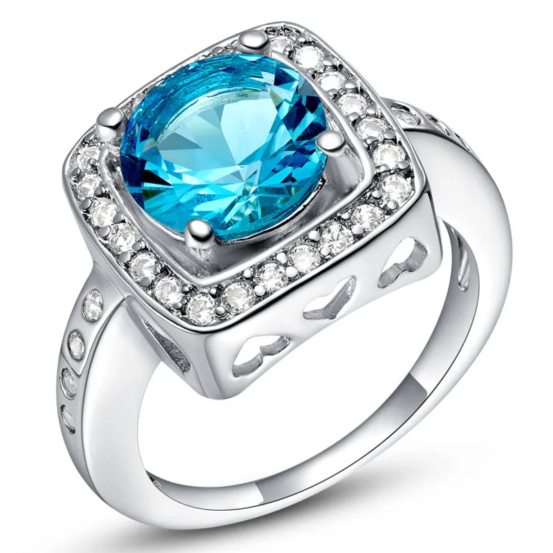 blue Серебряное кольцо 925 пробы для женщин с аметистом, драгоценными камнями, Женские Ювелирные изделия на палец, вечерние украшения, подарок для помолвки,, размер 5-10 - Цвет камня: blue