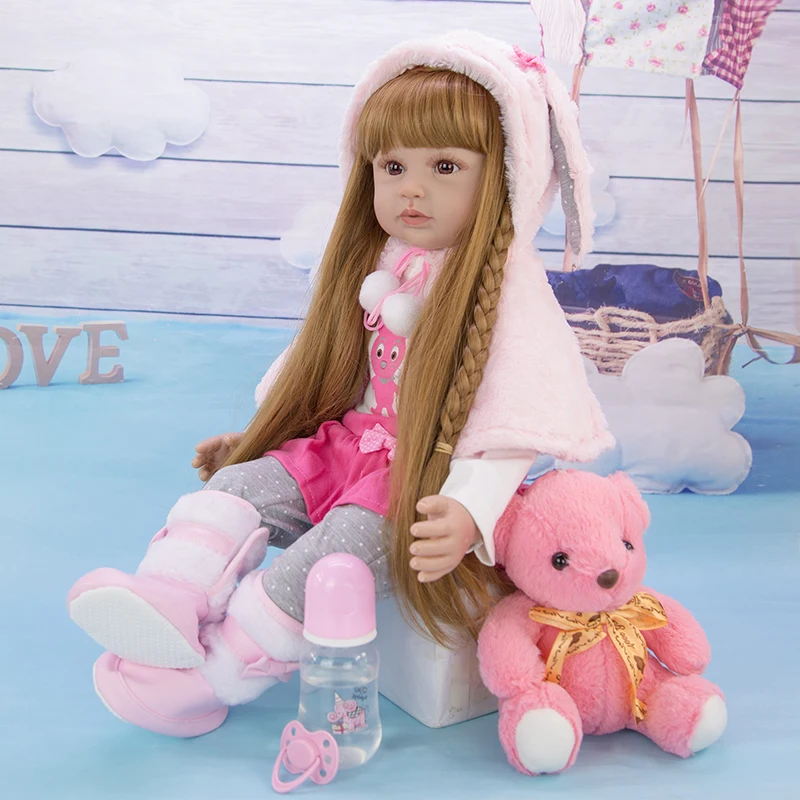 Brinquedo do Bebê para Crianças Presente de Aniversário Bebê Reborn Boneca Menina Silicone Princesa Lifelike Cabelo Longo Realista 60 cm 20 High Quality Brinquedos e hobbies
