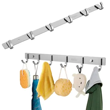 

Sturdy Stainless Steel 304 Hook Rail Coat Rack with 6 Hooks Home Storage & Organization for Bedroom / Bathroom