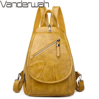 

Fashion Women PU Leather Backpack High Quality Designers Brand Ladies Bagpack Sac A Dos School Bags For Teenage Girls Chest pack