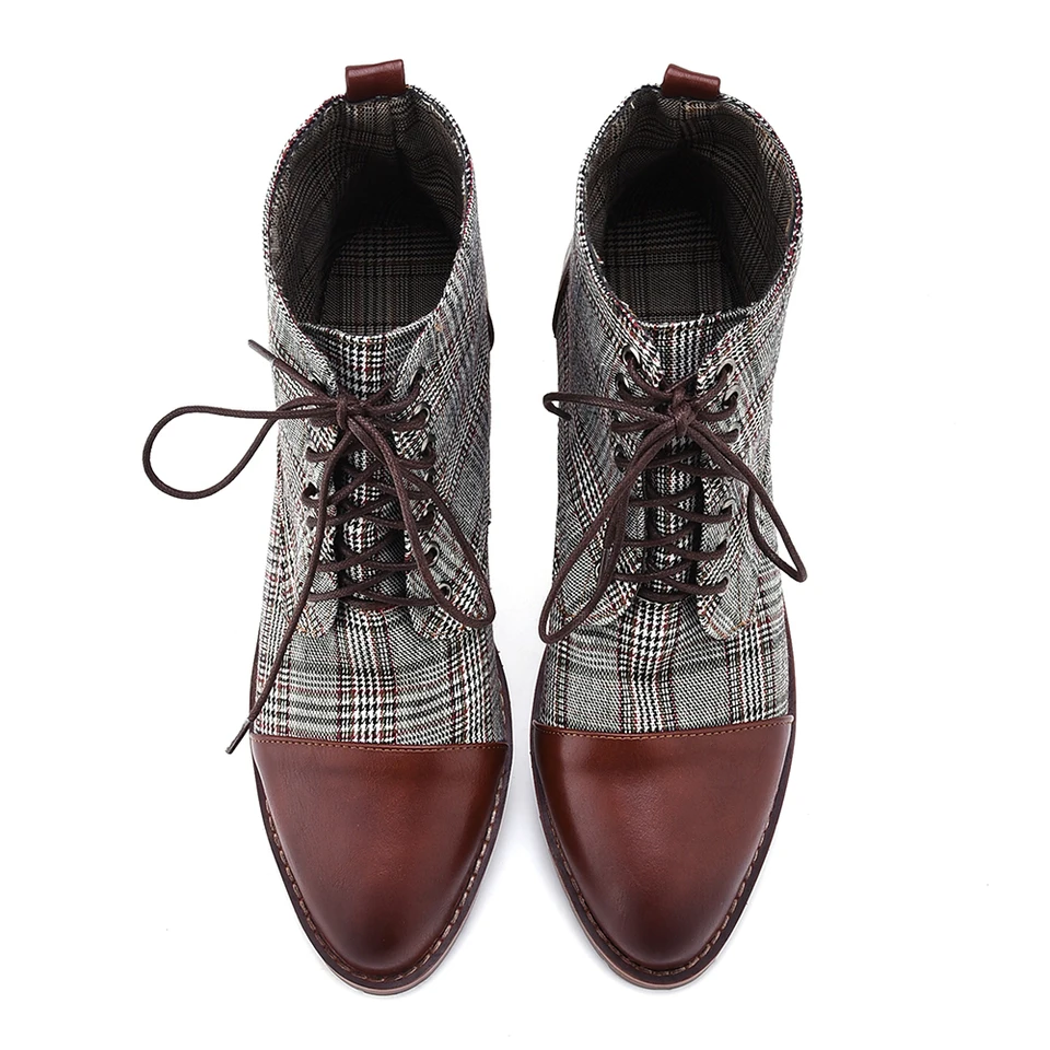 british plaid casual martin boots