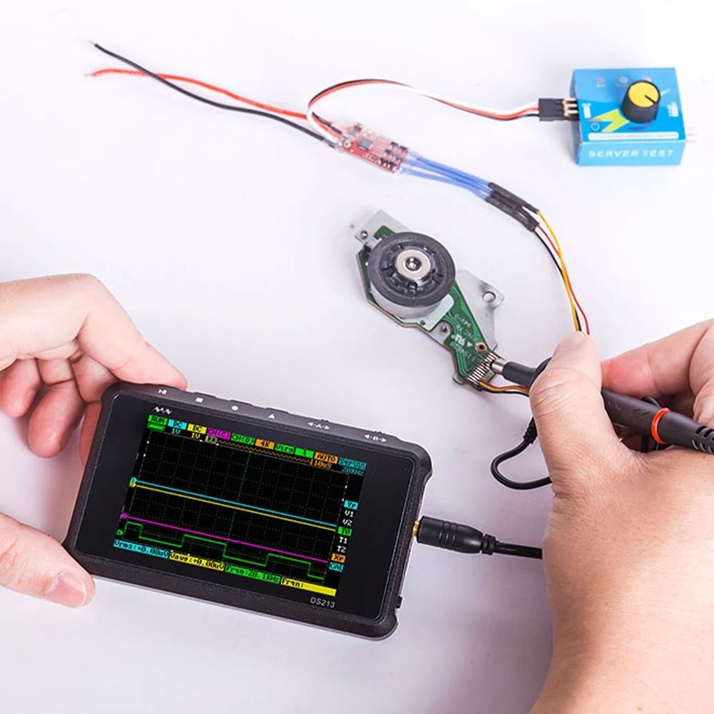 Мини DS213 цифровой Сверхлегкий Осциллограф USB Перезаряжаемый Ручной осциллограф комплект 15 МГц аналоговый, диапазон пропускания