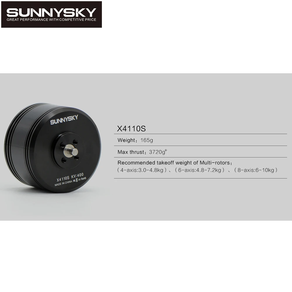 

4pcs/lot Original Sunnysky X4110S 340KV 400KV Brushless Motor for Multicopter Quadcopter RC Airplane(New vision)
