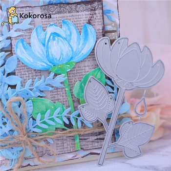 

Kokorosa Lotus Metal Cutting Dies With Water Droplets Dies For Card Making Scrapbooking Dies Embossing Cuts Stencil Craft Dies