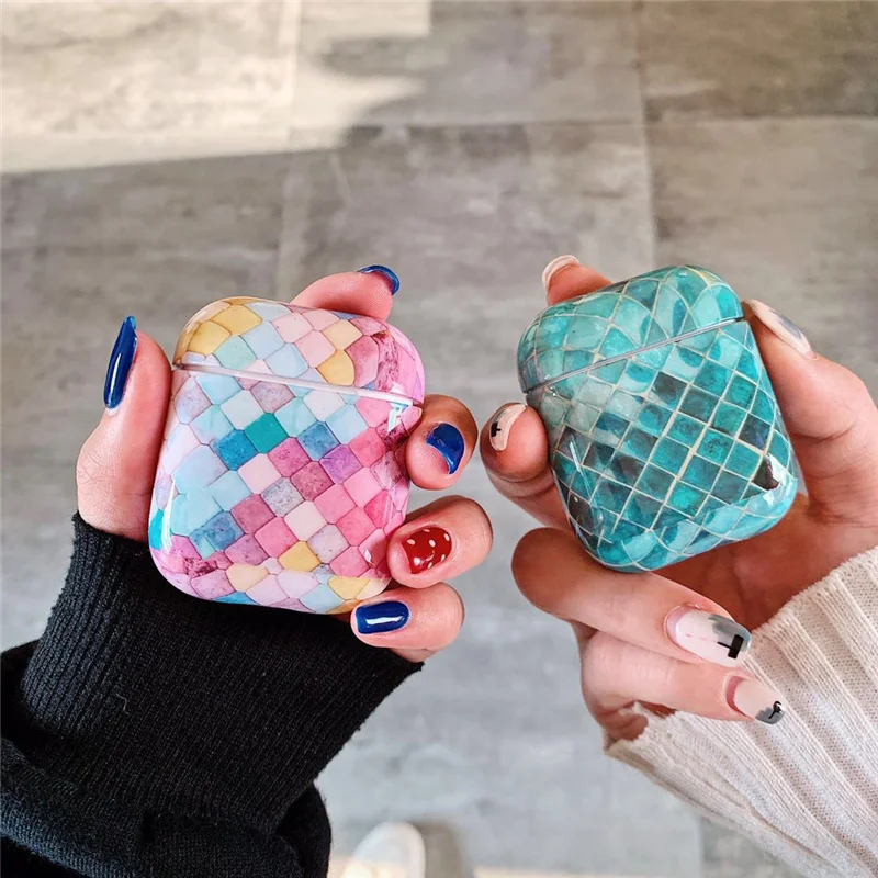 

New Luxury Mermaid Scale hard Shell Earbuds Case For Apple AirPods 1/2 Case Wireless Bluetooth Earphone Headset Cover bag Coque