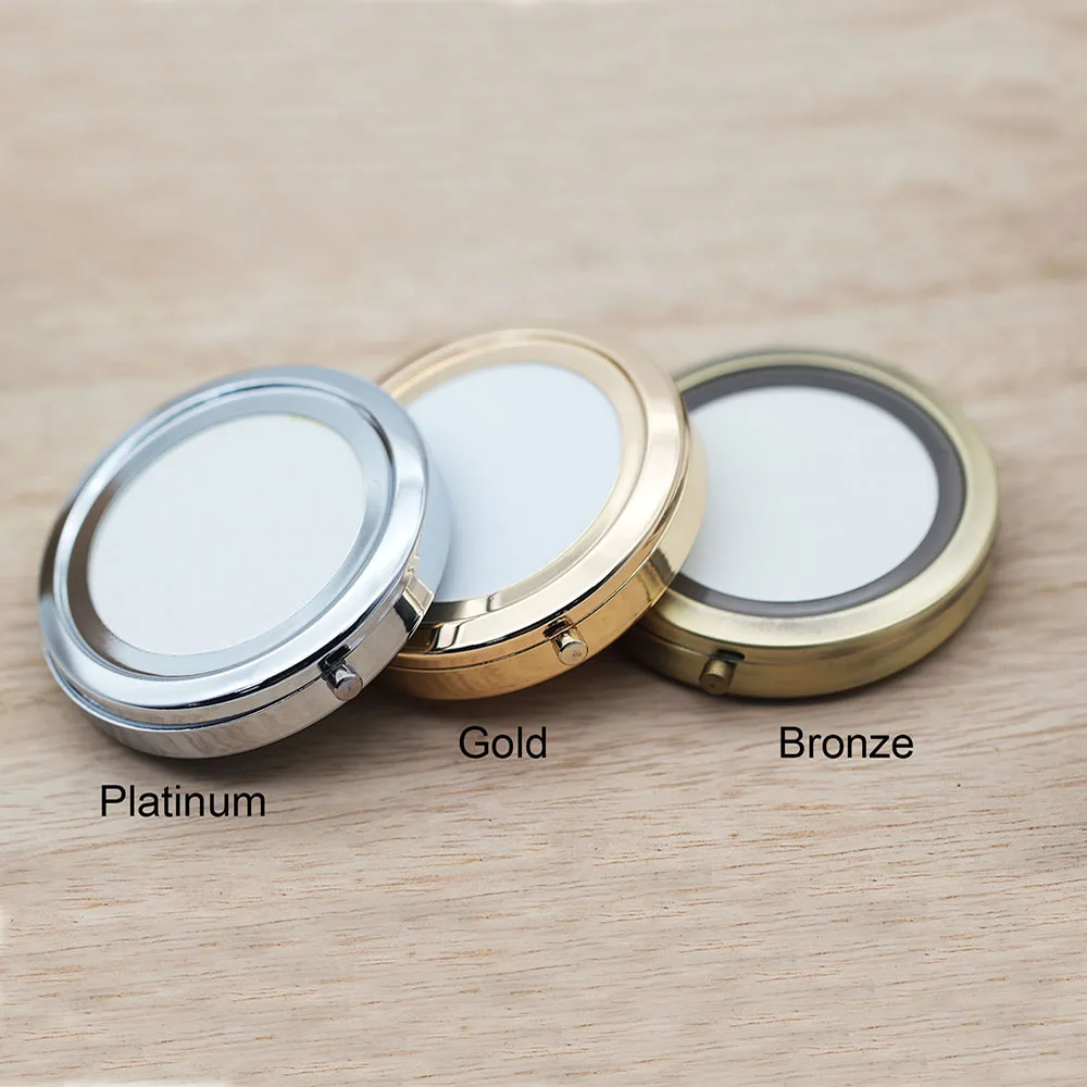

2pcs/lot 58mm Metal Vintage Blank Pocket Pill Box with Compact Mirror Medicine Holder Pill Storage Box Platinum Gold Bronze