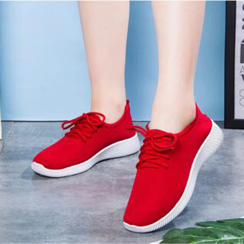 

Summer New Platform Breathable Women Sneakers Lightweight Casual Shoes Lace-up Shoes Slip On Flats Black Net Shoes
