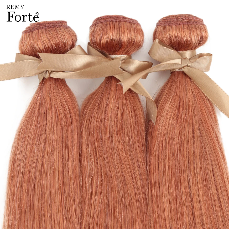 Remy Forte Straight Hair Bundles With Closure Colored Blonde Bundles With Closure Brazilian Hair Weave Bundles 3/4 Hair Bundles