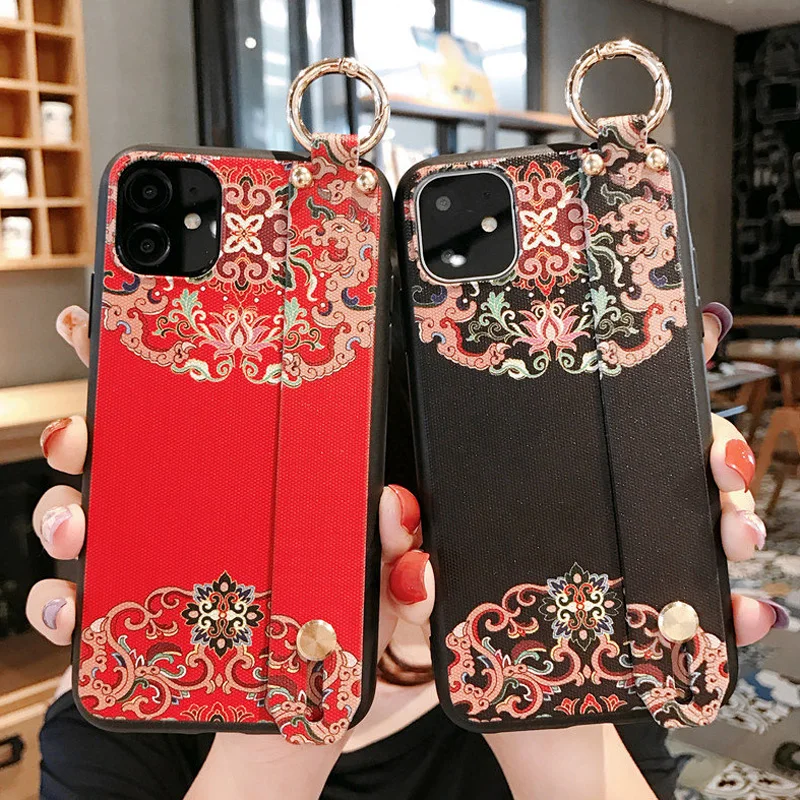 Чехол для iPhone 11 с винтажным узором, чехол для телефона для iPhone 11 Pro Max, чехол из ТПУ на запястье для iPhone Xsmax XR 6 7 8 Plus