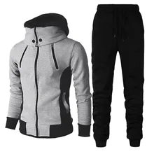 

Men Color Block Hooded Tracksuit Set Long Sleeve Drawstring Sweatshirts Pants for Sports men 's sets Black xxxl Casual Wear