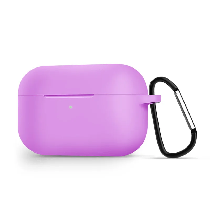 Light purple Мягкий силиконовый амортизирующий защитный чехол для Airpods Pro, чехол для зарядки, видимый передний светодиодный защитный чехол для Airpods Pro - Цвет: Light purple