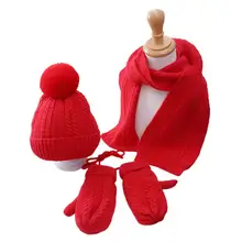 

Full Cover 3Pcs/Set Adorable Children Neck Warmer Mittens Hat High Density Kids Cap Scarf Gloves Plush Ball for Home