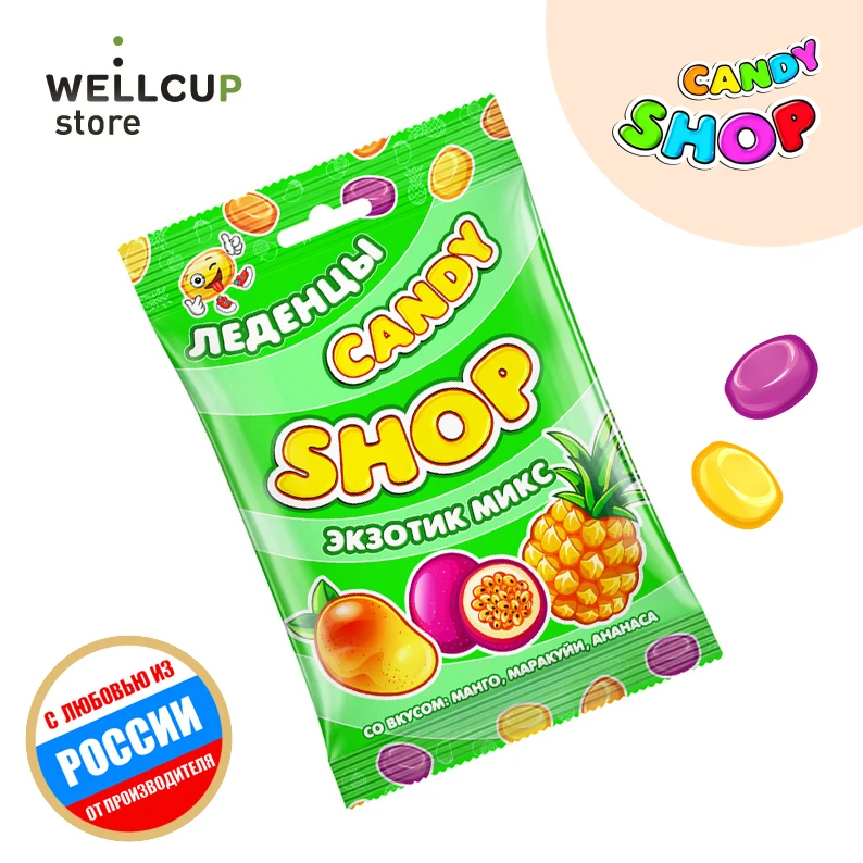 Candyshop lollipops with a taste of mango, passion, pineapple, package, 80 GR. afbeelding