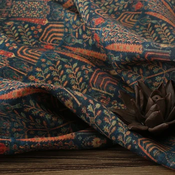

Linen printed fabric summer coffee curtain high-end designer stitching fabric