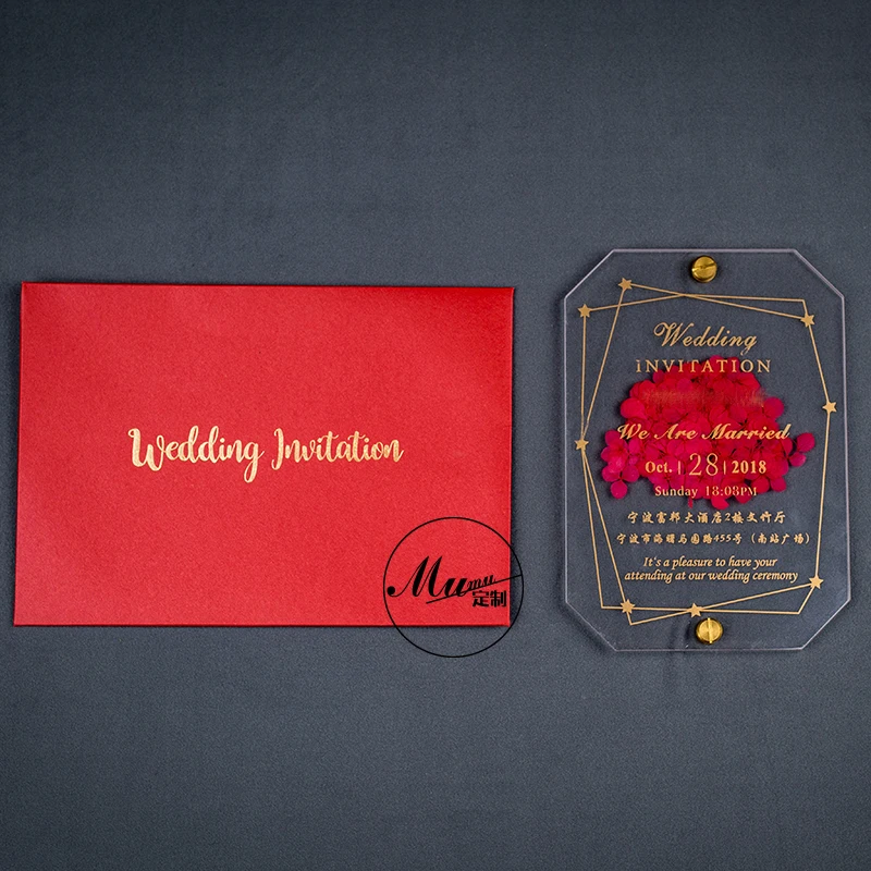  Customized Acrylic Wedding Invitations Marriage Sen Network Red Invitation Wedding Invitation Card  - 4.00038E+12