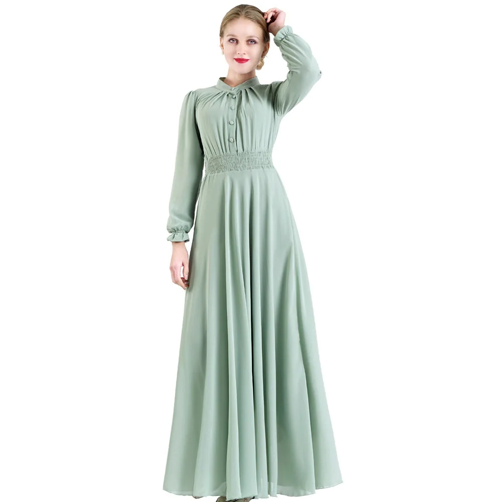 Двухслойное шифоновое женское платье с длинным рукавом Vestidos Abaya кафтан Дубайский