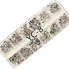 Маникюр 12 сетка алмаз тайвань акрил AB искусственный бриллиант плоская форма Алмаз супер яркие Стразы для ногтей