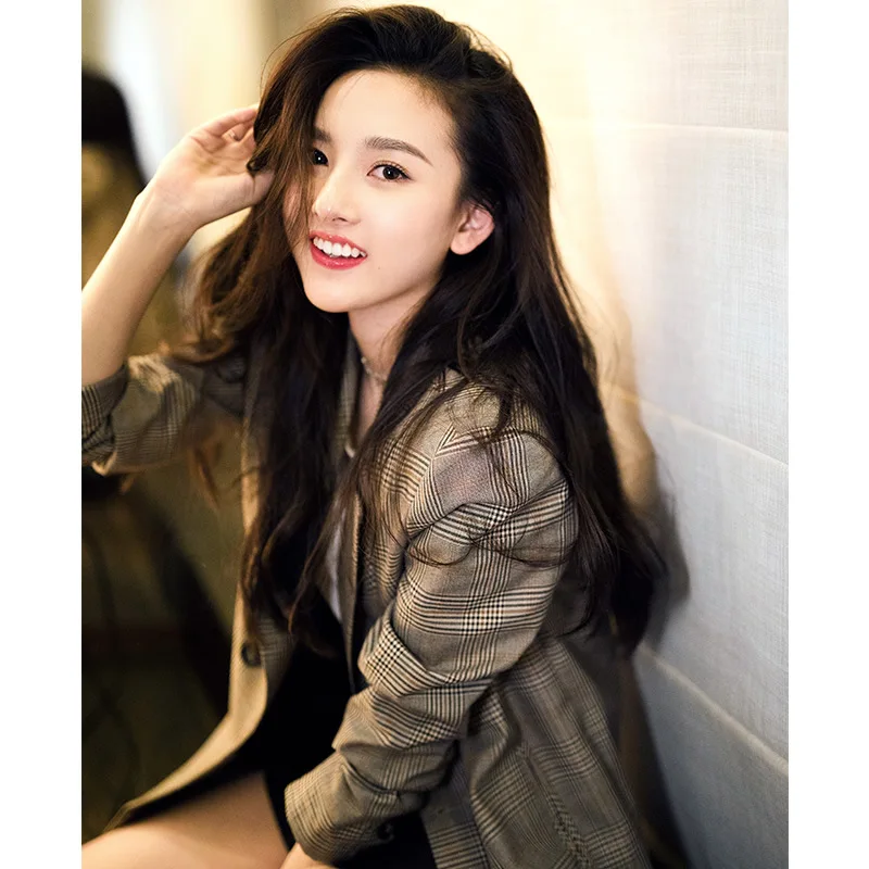 

Caidaifei 2019 Spring And Summer New Style Korean-style WOMEN'S Wear Slim Fit Slimming Leisure Suit Plaid Business Small Suit Co