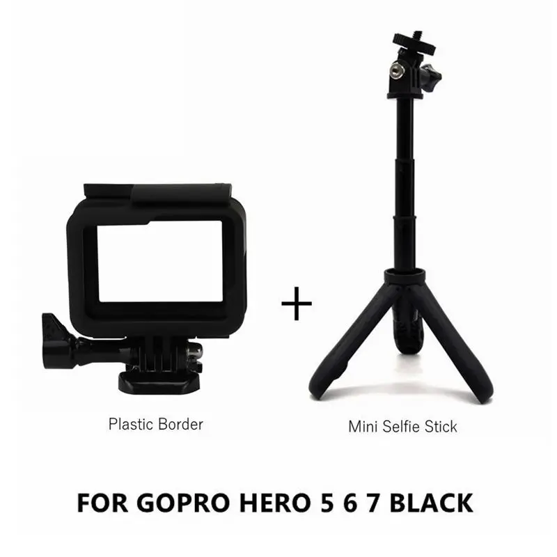 Черный пластиковый защитный чехол для Go Pro 8+ Ручная селфи-палка, расширяемый штатив-монопод для GoPro Hero 8 7 6 5 Black - Цвет: B Package