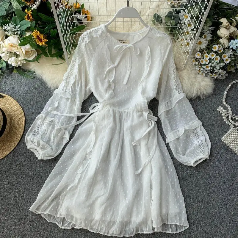 2019 Новое модное женское французское платье милые пышные рукава платья|Платья| |
