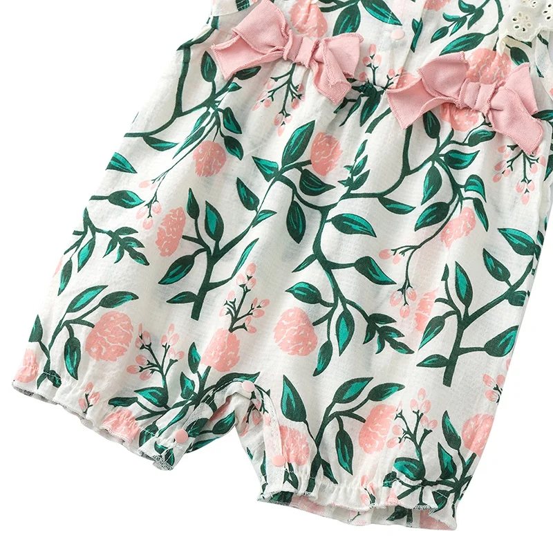 2019 Fashion Cute Toddler Kids Baby Girl Floral Ruffle Romper Flower Print Summer Bowknot Kids Jumpsuit Newborn Clothes