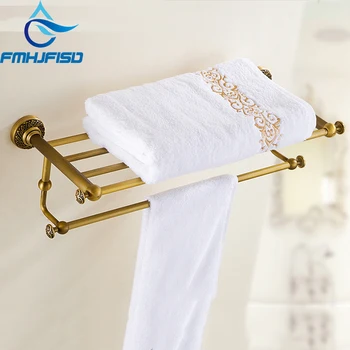 

Wholesale Retail Promotion Brass Towel Rack Antique Holder Bathroom Towel Bar Ceramic Crystal Style Hanger