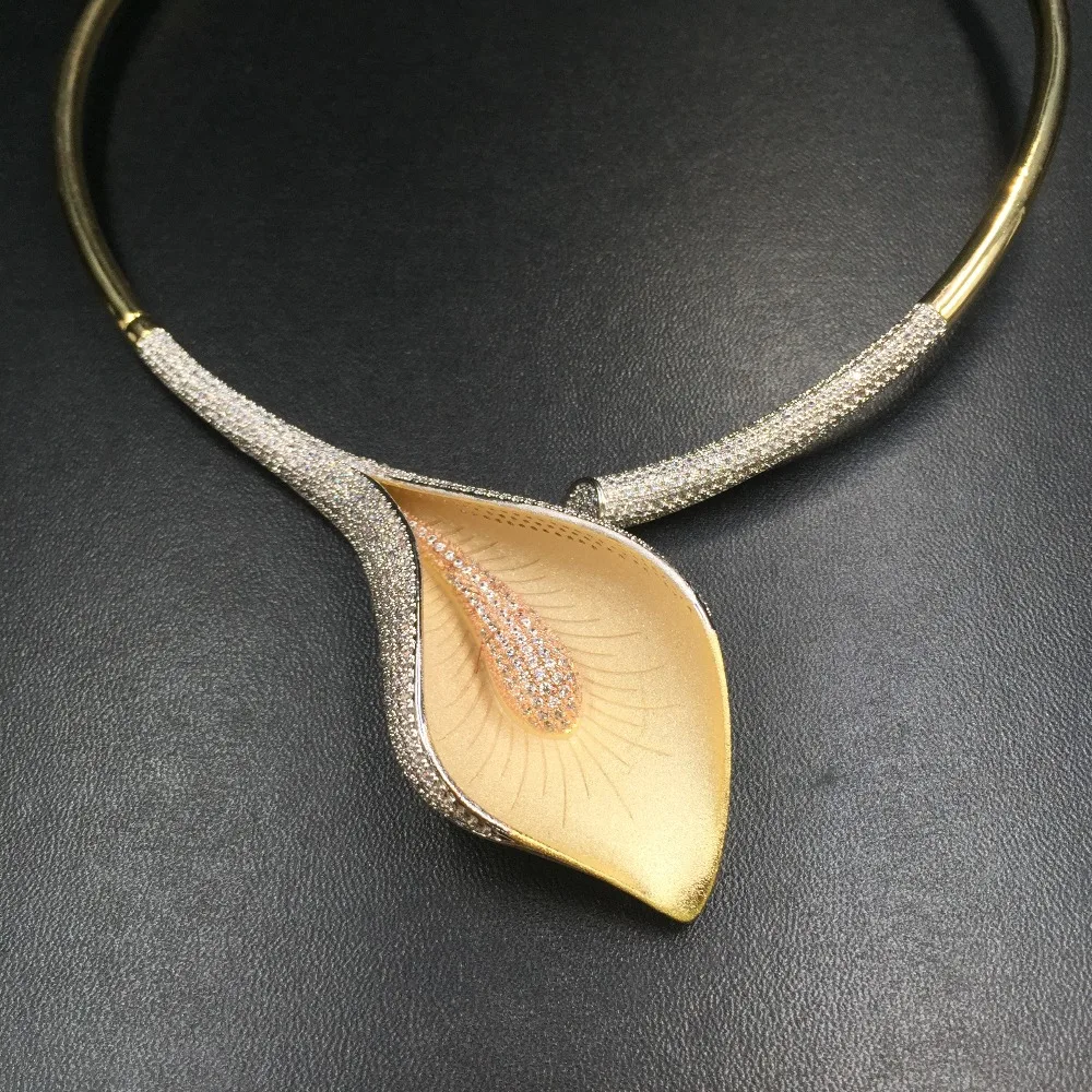 Lanyika ювелирные изделия Элегантный художественный Калла Lily покрытием ожерелье с сережками банкет популярный лучший подарок