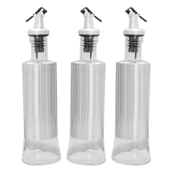 

3 Pack Oil Dispenser, 10 OZ Oil Bottle for Kitchen, 300Ml Oil Dispenser with Pourer Spout, Bottle for Vinegar, Sauce