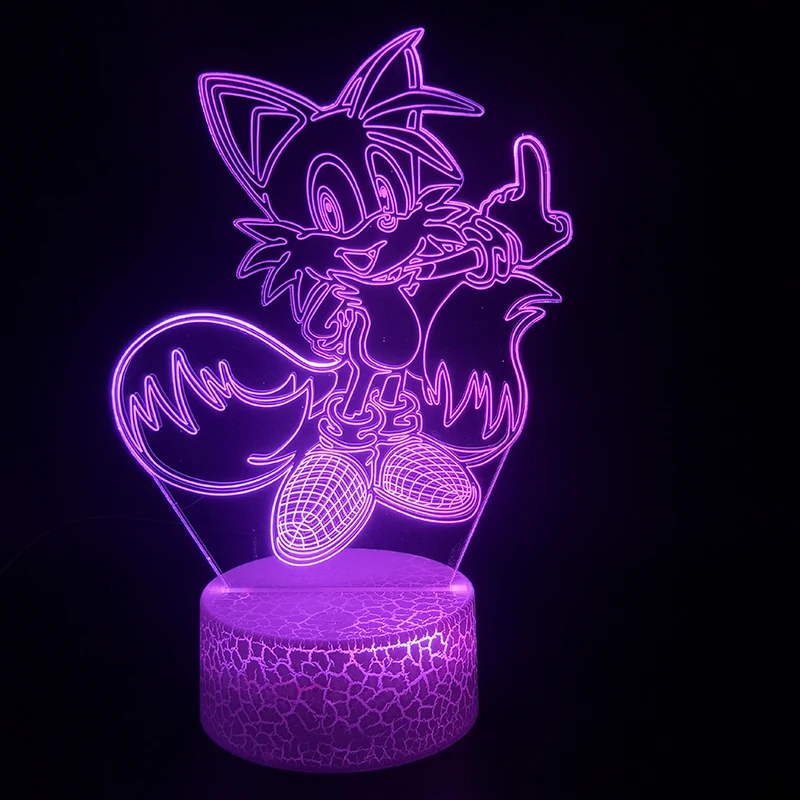 Животное, мультяшная кошка, лучший друг Соника, 3D лампа, хвосты, милый подарок для подростка, Usb Led ночник, светильник для фестиваля, голограмма