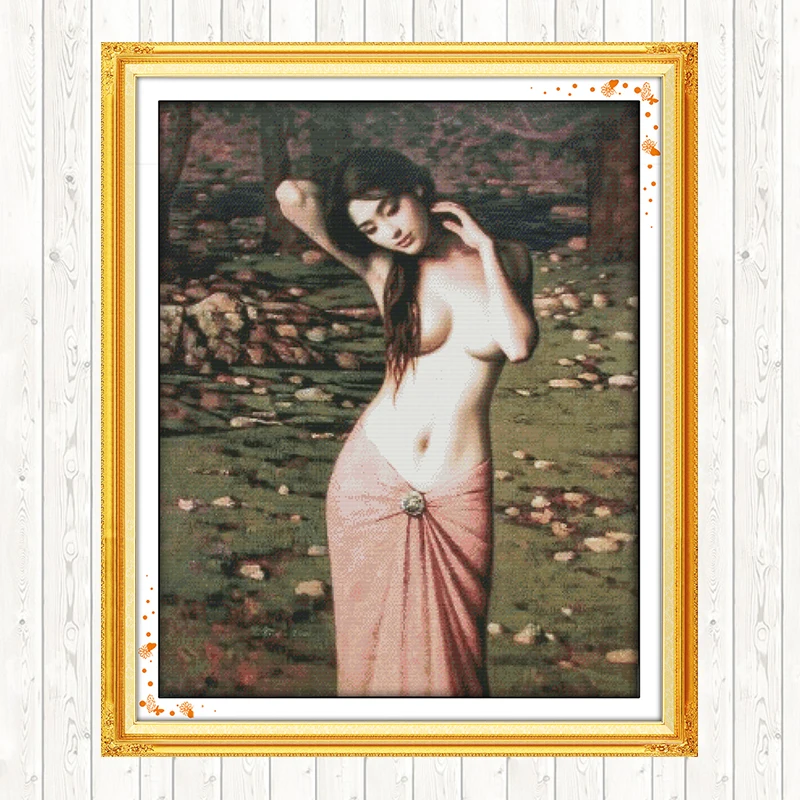 

Bath Handmade DIY Needlework Crafts Cross Stitch Embroidery Kits 14CT 11CT Counted and Stamped DMC Cotton Thread Printed Canvas