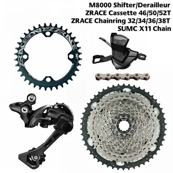

ZRACE M8000 Groupset MTB Bike 1x11-Speed 46T 50T 52T + ZRACE Cassette + SUMC Chains + ZRACE BCD104 Chainring shifter Rear Derail