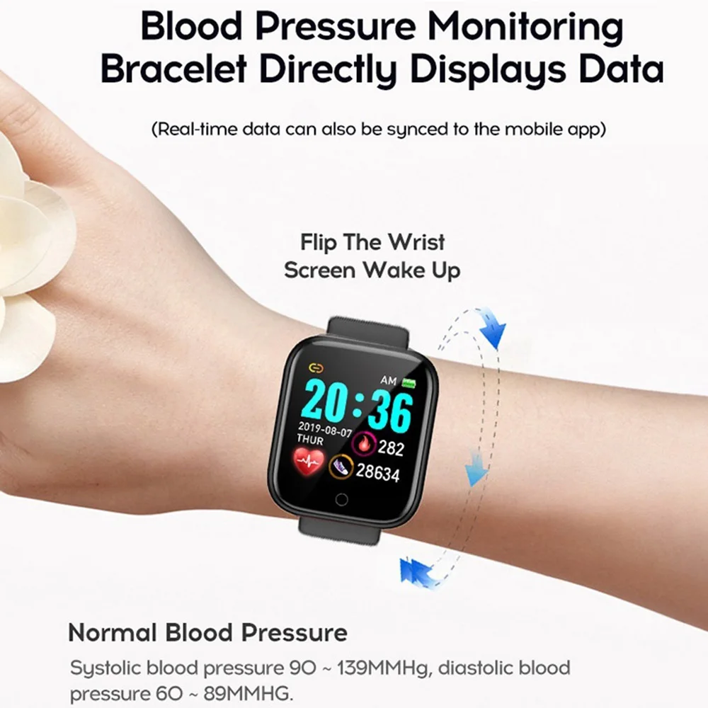 Y68 SmartWatch Digital Smart Sports Bracelet Ladies Watch LED Electronic Watchs Fitness  Tracking Men's Blood Oxygen Monitoring