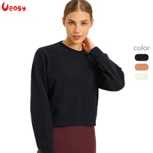 Sweatshirts para mulheres ginásio de fitness mangas compridas pulôver sweatshirts treino casual yoga t correndo roupas soltas apto esportes topo
