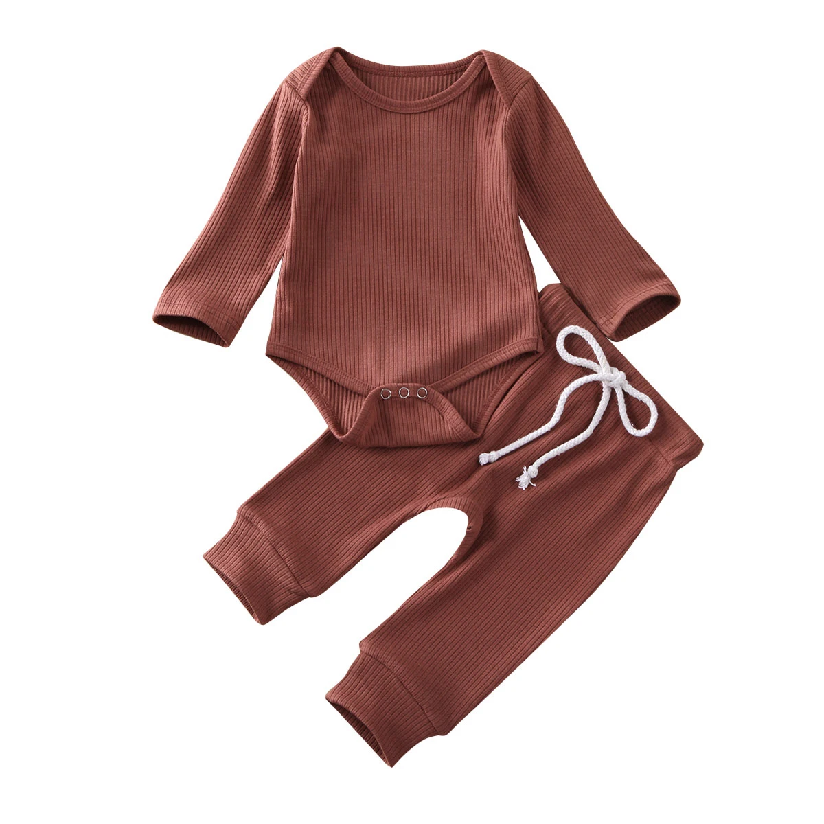 

2020 Baby Spring Autumn Clothing 2pcs Newborn Baby Boy Girl Clothes Long Sleeve Romper Tops+Long Pants Ribbed Solid Outfit Set