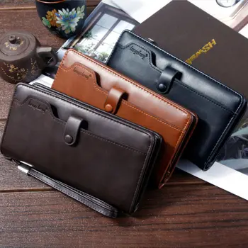 

Men Vintage Leather Bifold Wallets Card Holder Male Purse Quality Zipper Large Capacity Large Wallet Brand Luxury For Men