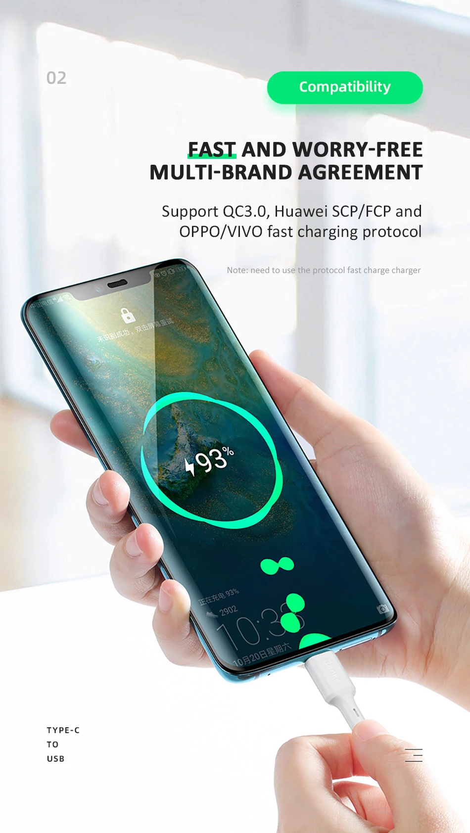 Benks 5A USB C кабель для быстрой зарядки type-C для huawei mate 20 30 Pro P20 Lite samsung Xiaomi QC3.0 USBC кабель для быстрой зарядки данных